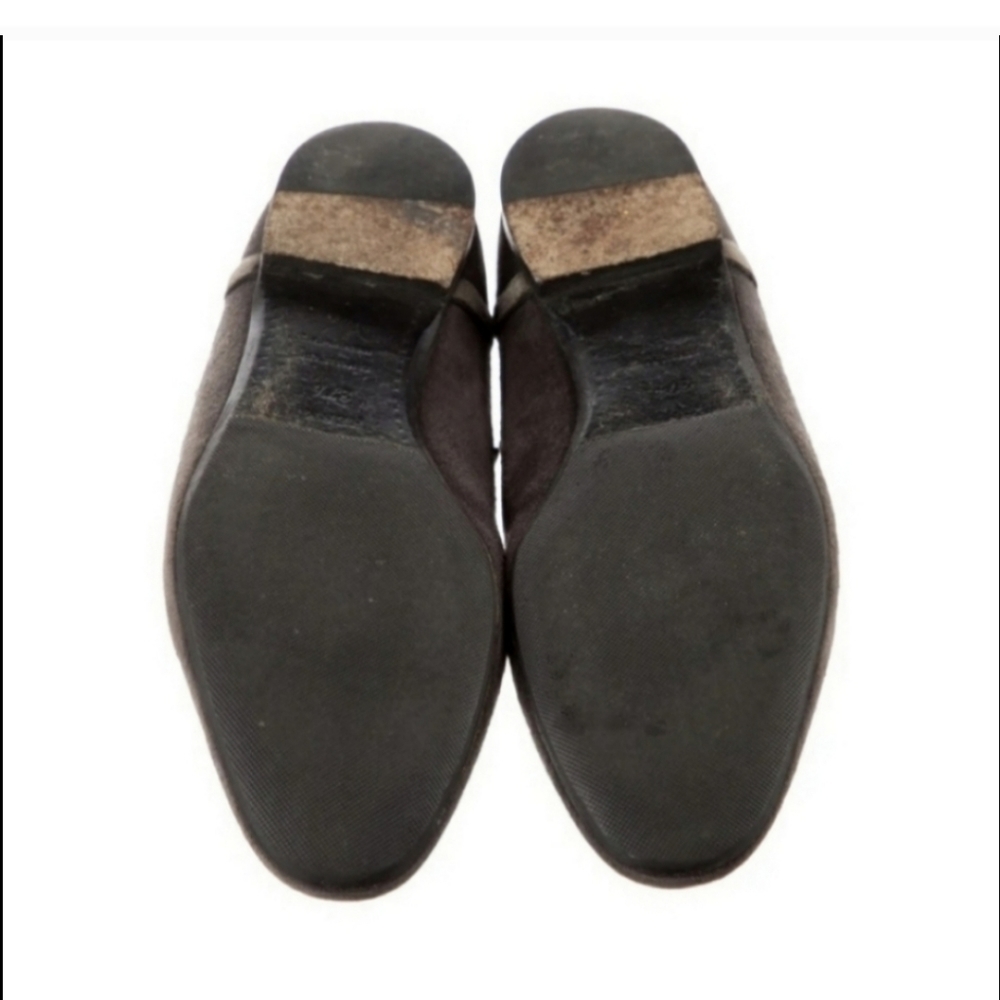 HERMES gray suede leather trim ballet flats 7.5 - Picture 4 of 5